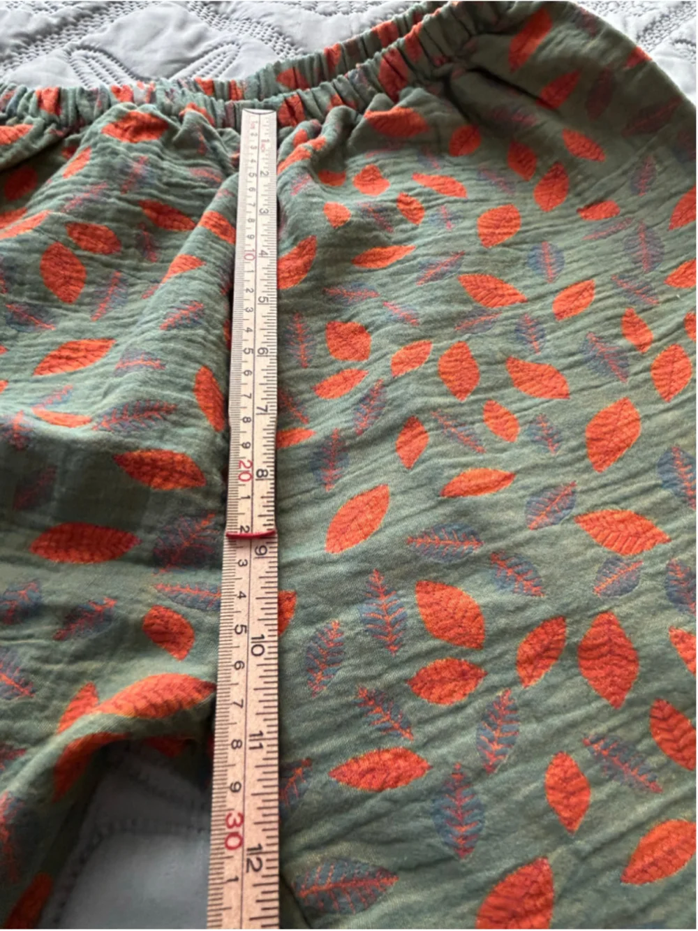 Xilinuo Pajama Set Women’s M Green Orange Leaf Print 100% Cotton NWT